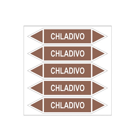 Značení potrubí, chladivo , 5 ks,250 × 52 mm